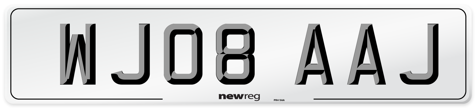 WJ08 AAJ Number Plate from New Reg
